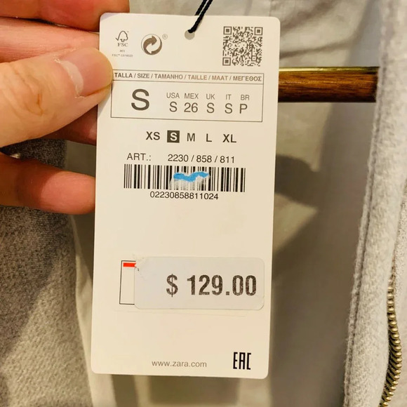 New With Tags Zara Basic Outerwear Women's Coat Snap Gray Size Small Jacket - Picture 6 of 16